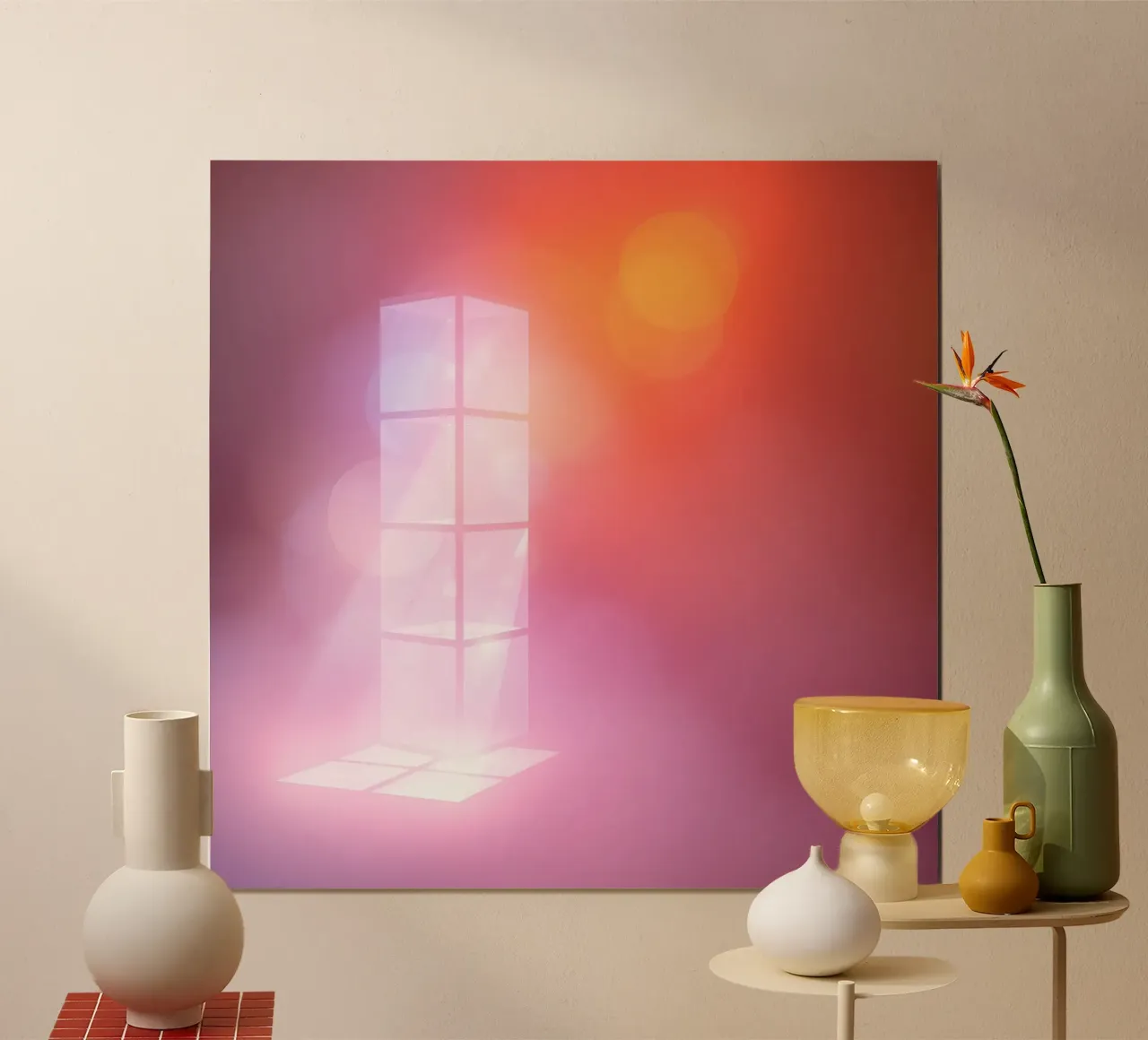 Vibrant illuminated structure in fog hahnemühle by DesignDoodle