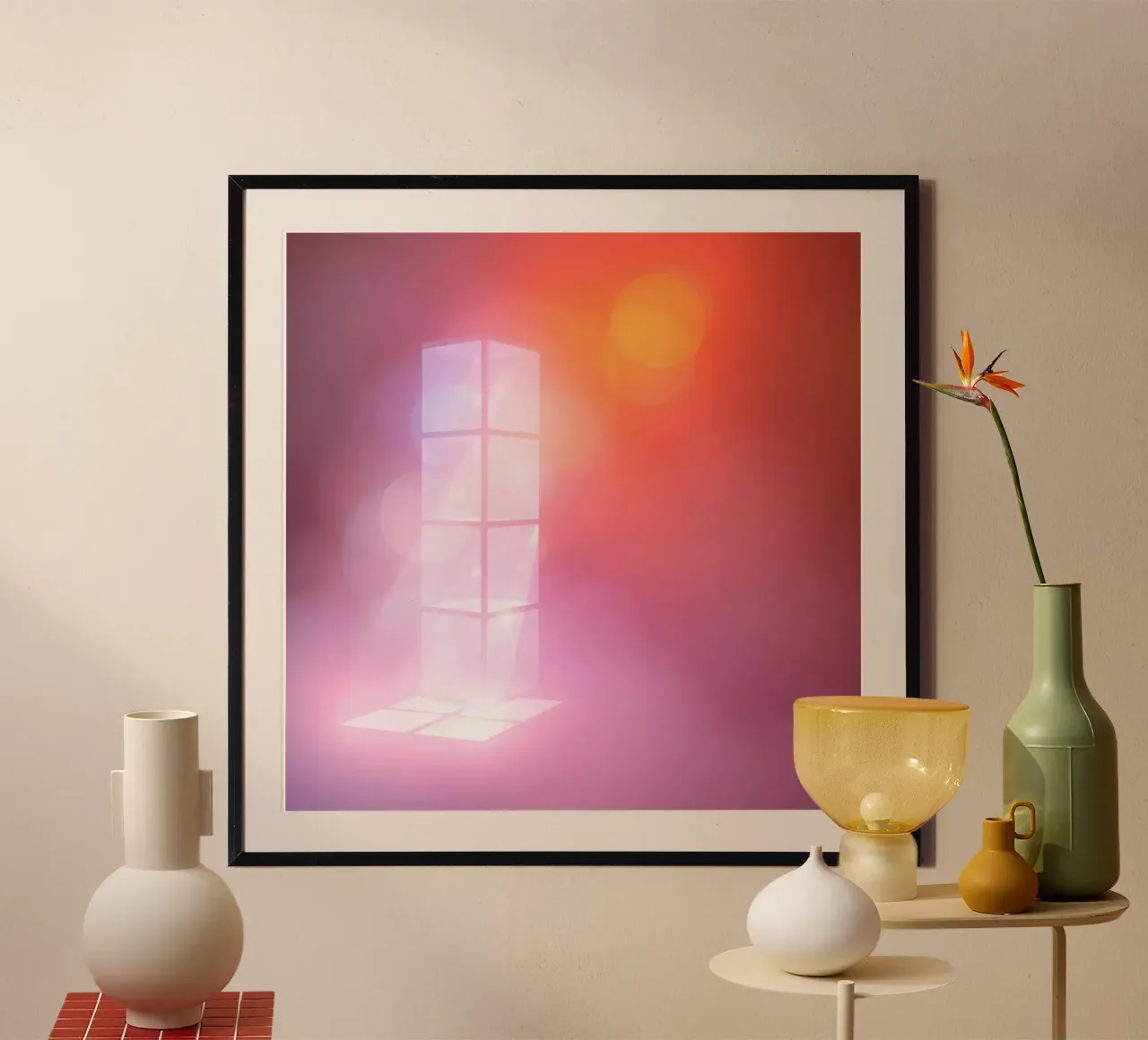 Vibrant illuminated structure in fog hahnemühle by DesignDoodle
