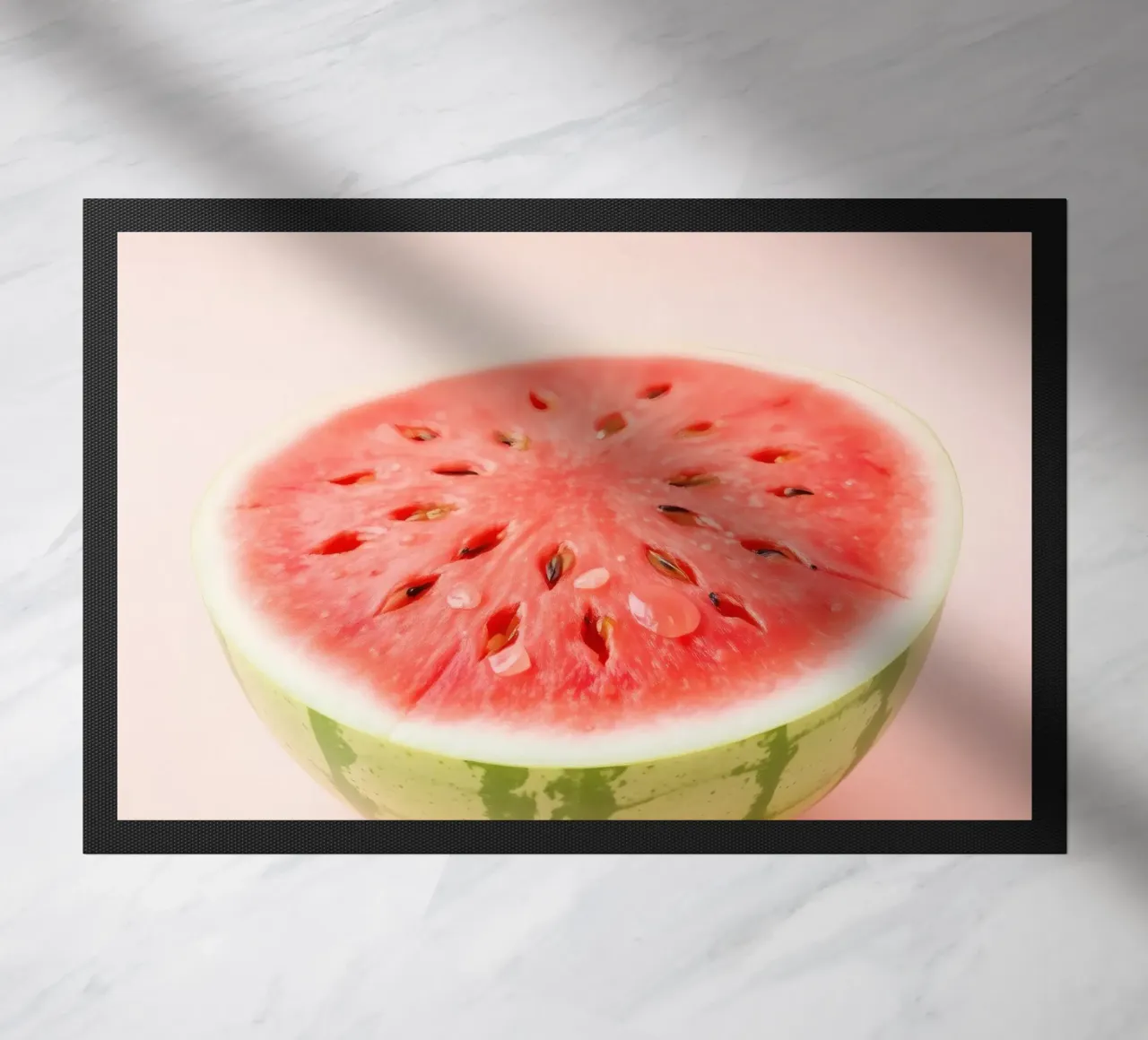 Moitié de pastèque fraîchement coupée d'un rouge éclatant paillasson de DesignDoodle