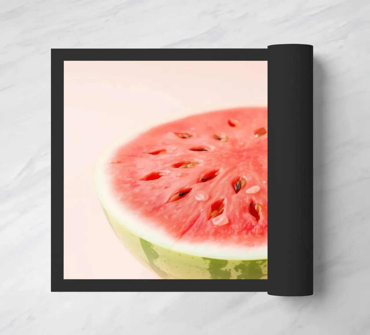 Moitié de pastèque fraîchement coupée d'un rouge éclatant paillasson de DesignDoodle