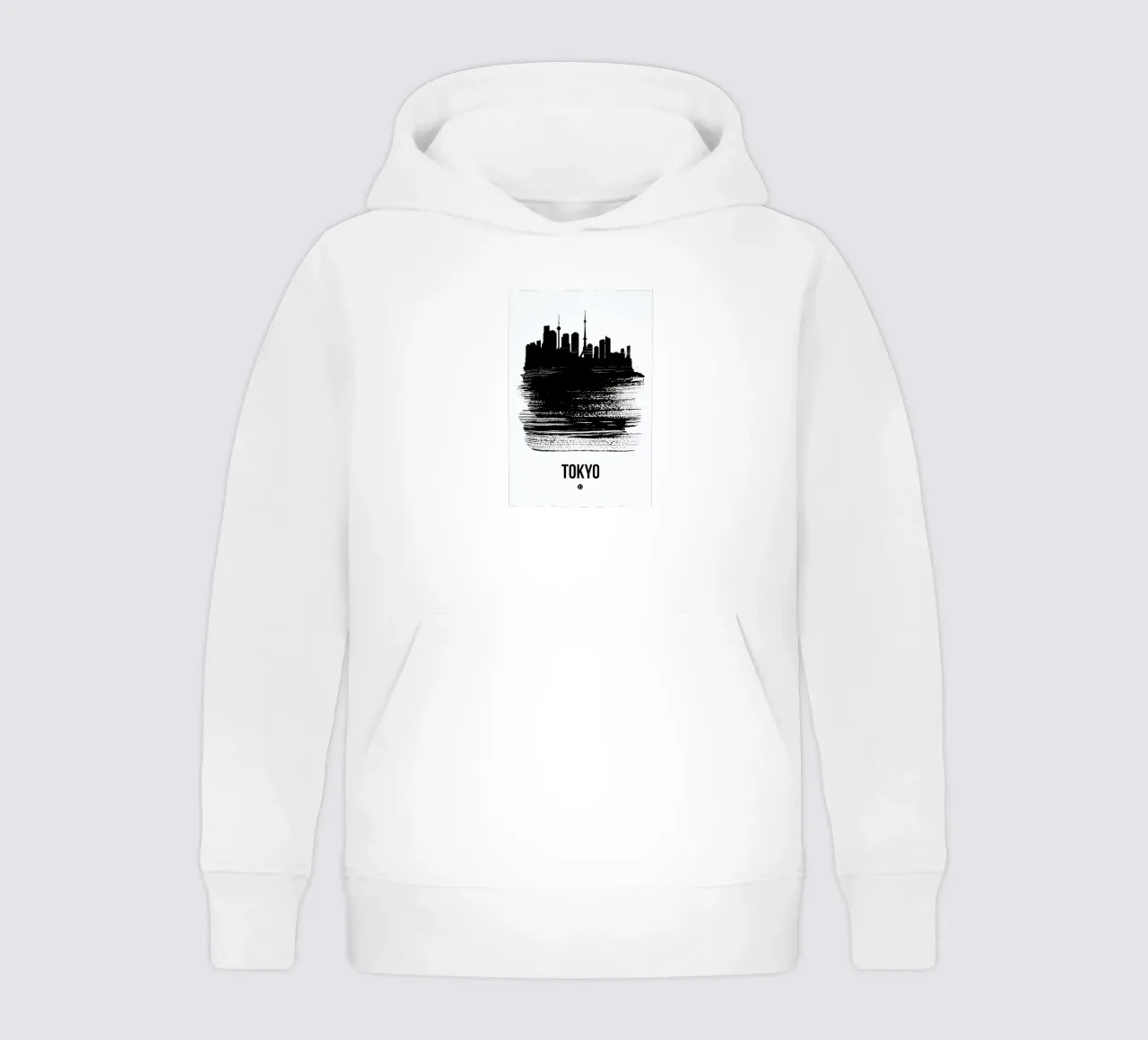 Tokyo Skyline Brush Stroke kids hoodie by Naxart