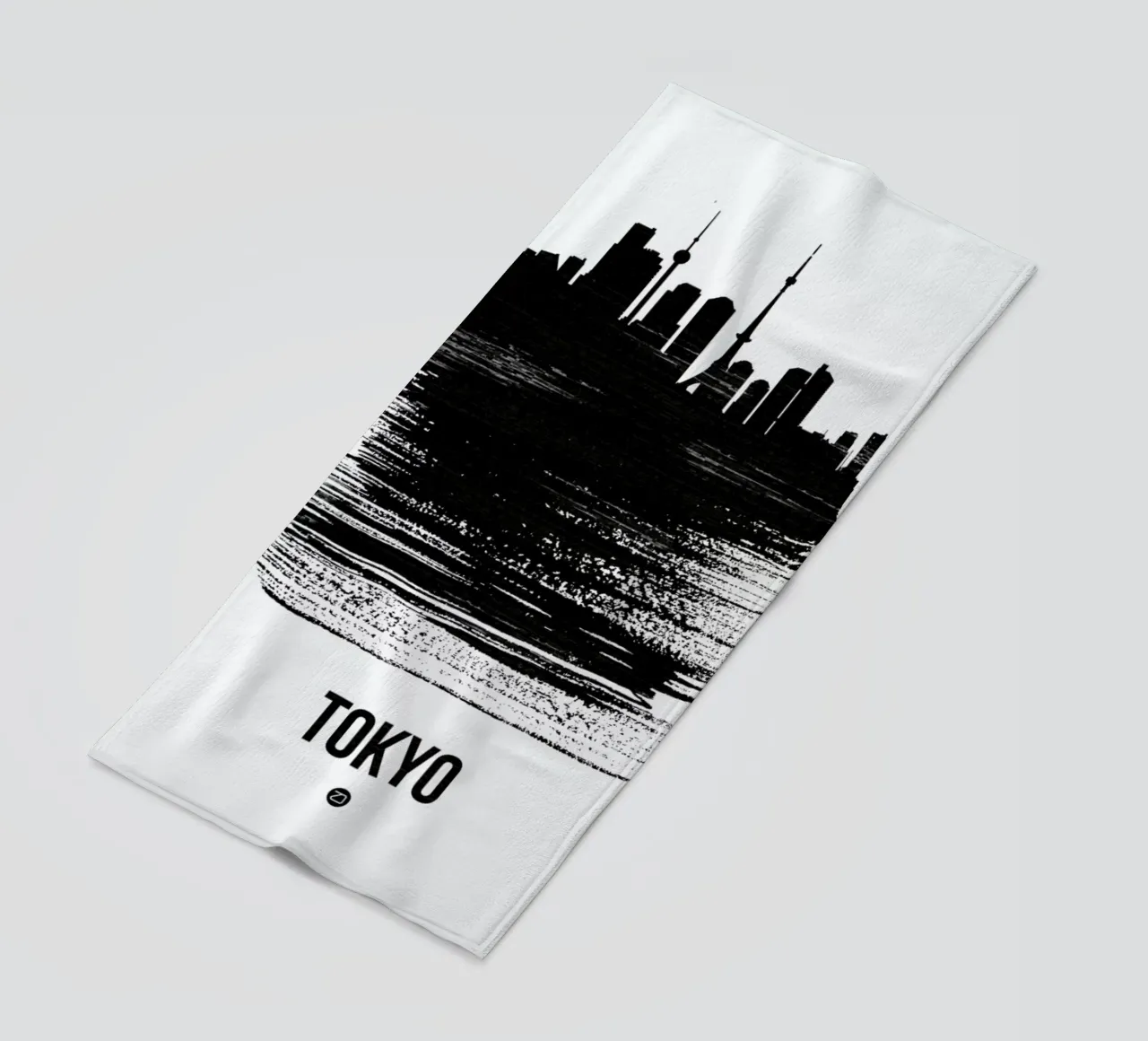 Tokyo Skyline Brush Stroke beach towel by Naxart