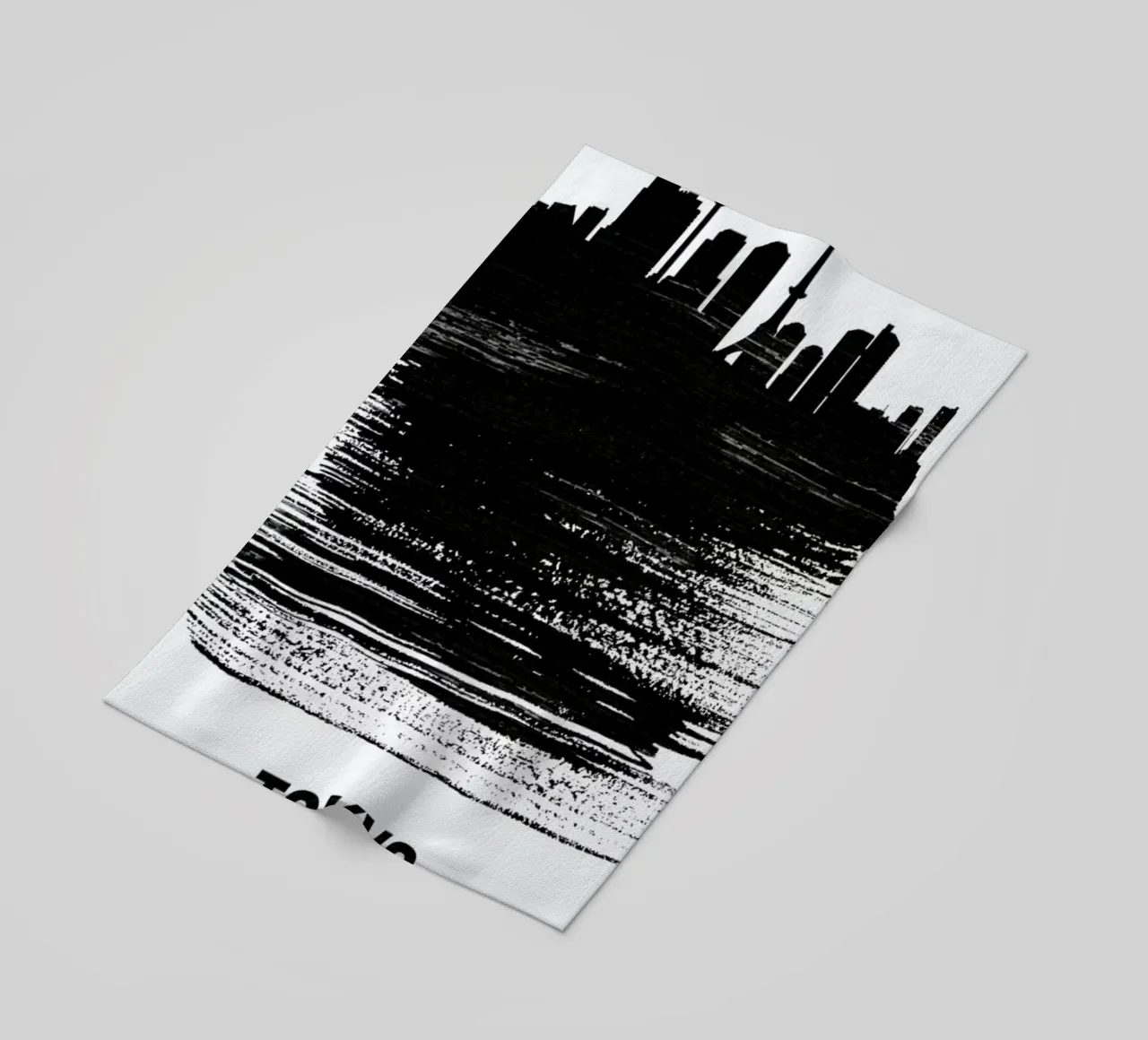 Tokyo Skyline Brush Stroke beach towel by Naxart