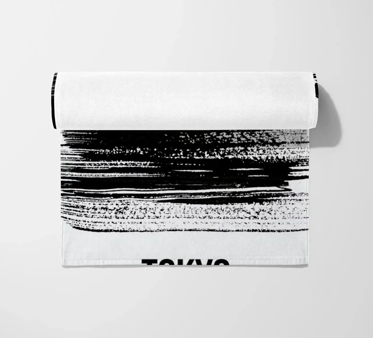 Tokyo Skyline Brush Stroke beach towel by Naxart