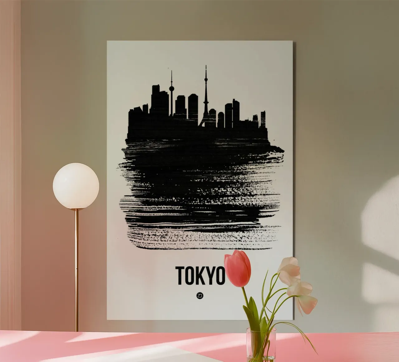 Tokyo Skyline Brush Stroke alu-dibond by Naxart