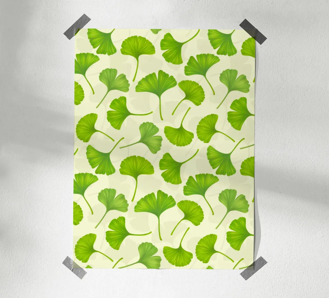 Foglie di ginkgo su bianco sporco carta hahnemühle da Painted Nature