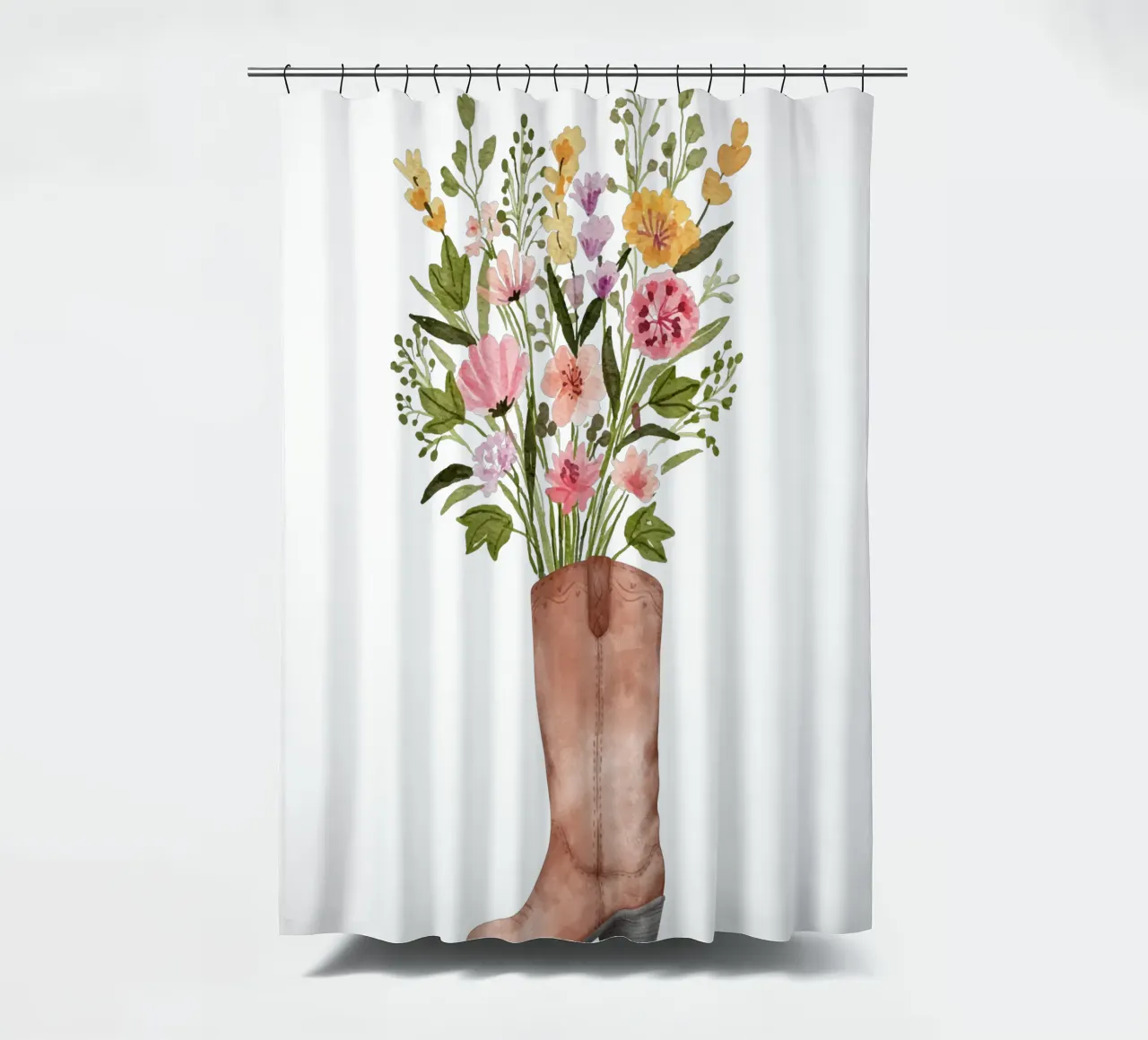 Botas vaqueras con flores cortina de baño de pdigitalprints
