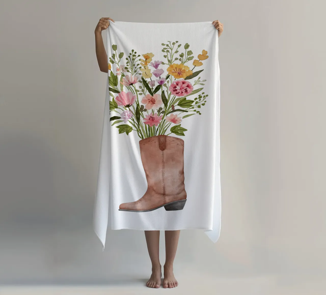 Botas vaqueras con flores toalla de playa de pdigitalprints