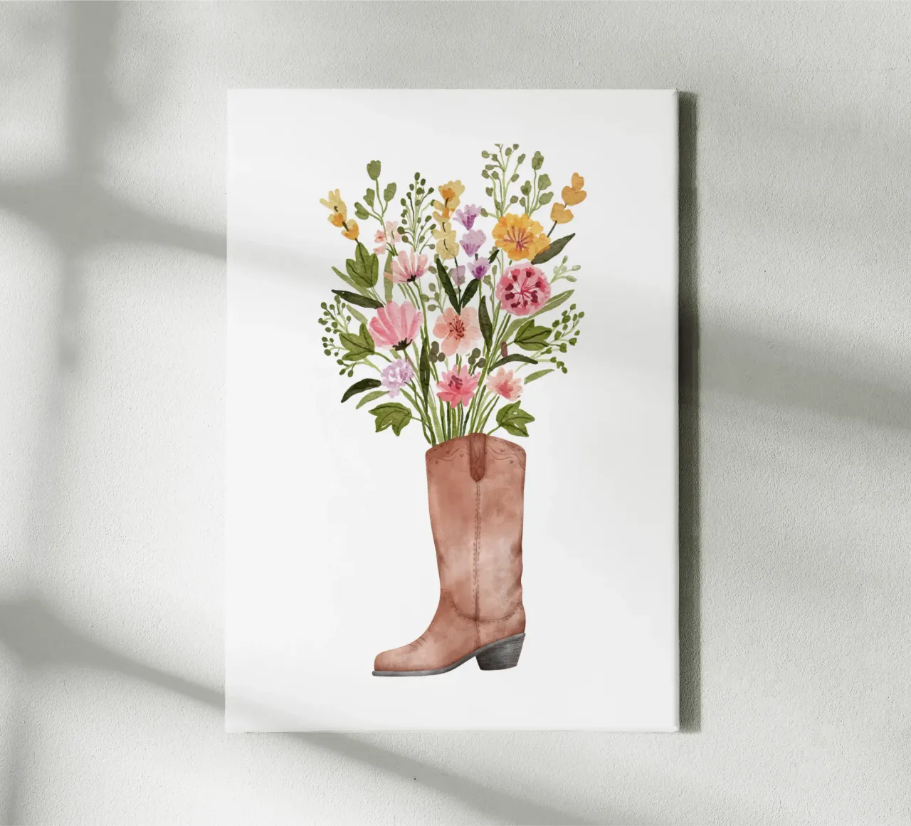 Botas vaqueras con flores lienzo con Marco flotante de pdigitalprints