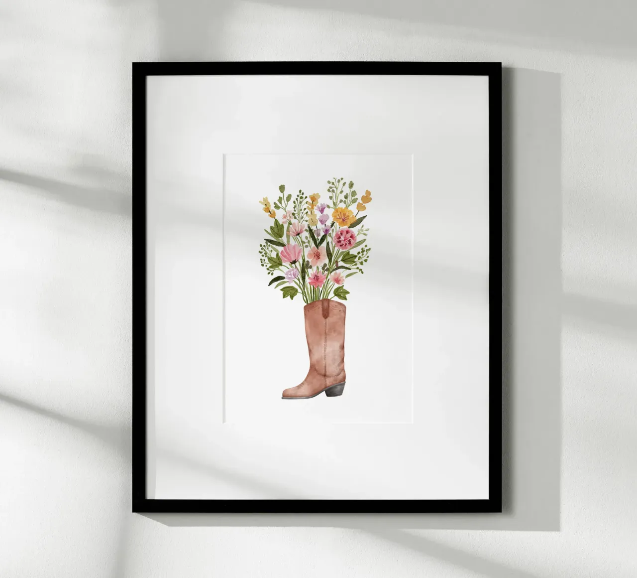 Botas vaqueras con flores hahnemühle de pdigitalprints