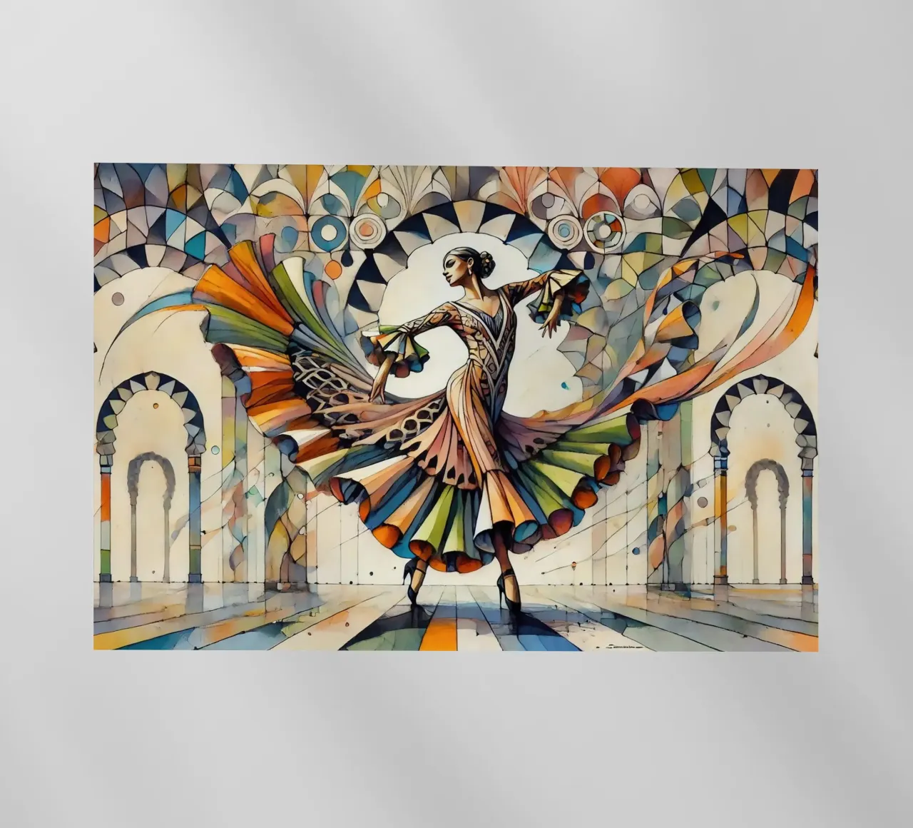 Ballerina di flamenco in Art Déco pellicola backlit da Chromatic Fusion Studio