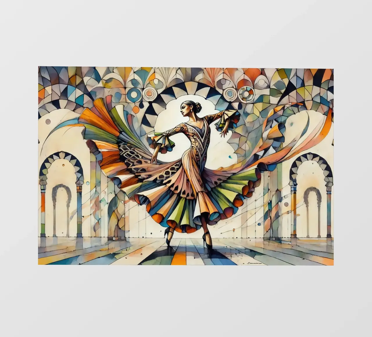 Ballerina di flamenco in Art Déco pellicola backlit da Chromatic Fusion Studio