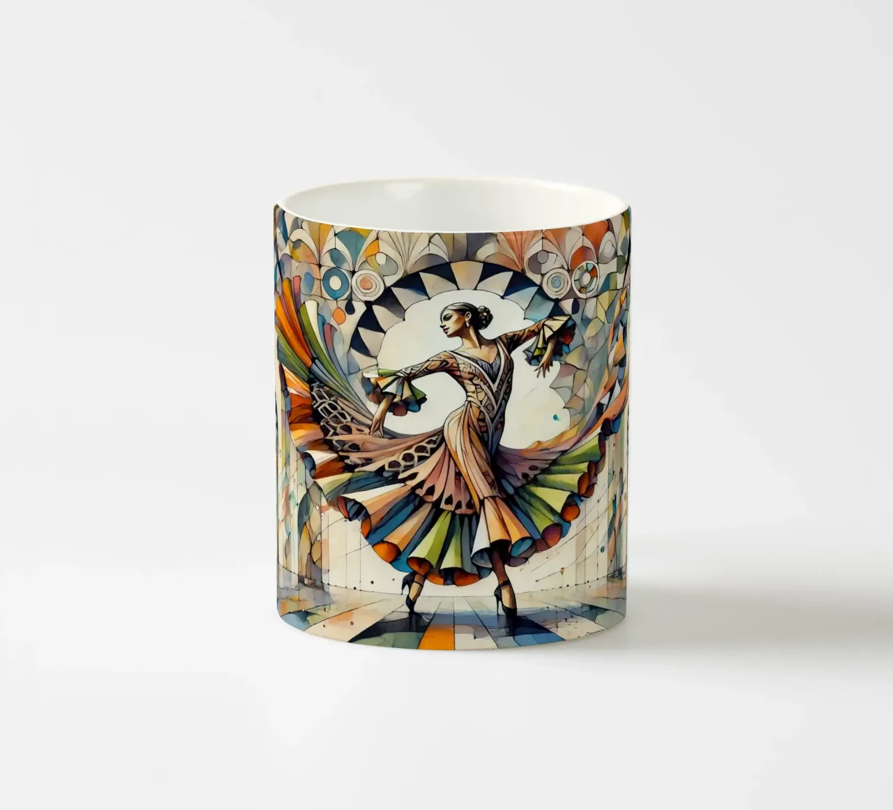 Ballerina di flamenco in Art Déco tazza in ceramica da Chromatic Fusion Studio