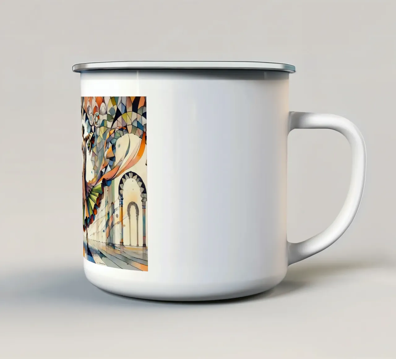 Ballerina di flamenco in Art Déco tazza in smalto da Chromatic Fusion Studio
