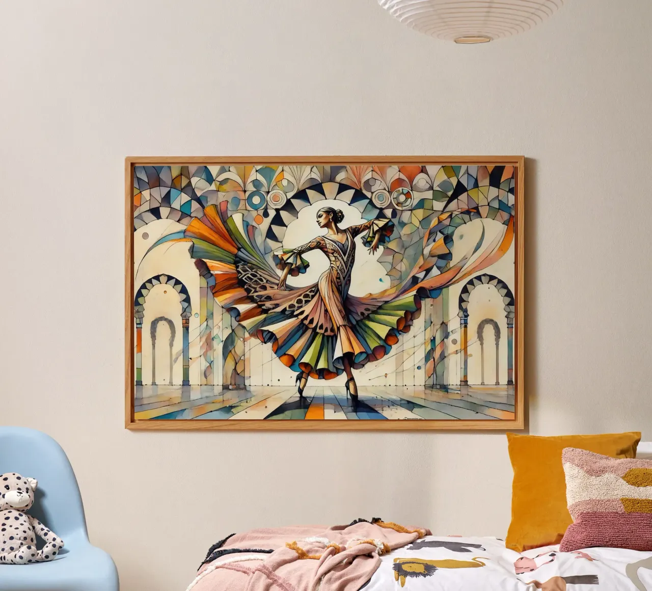 Ballerina di flamenco in Art Déco alluminio dibond da Chromatic Fusion Studio