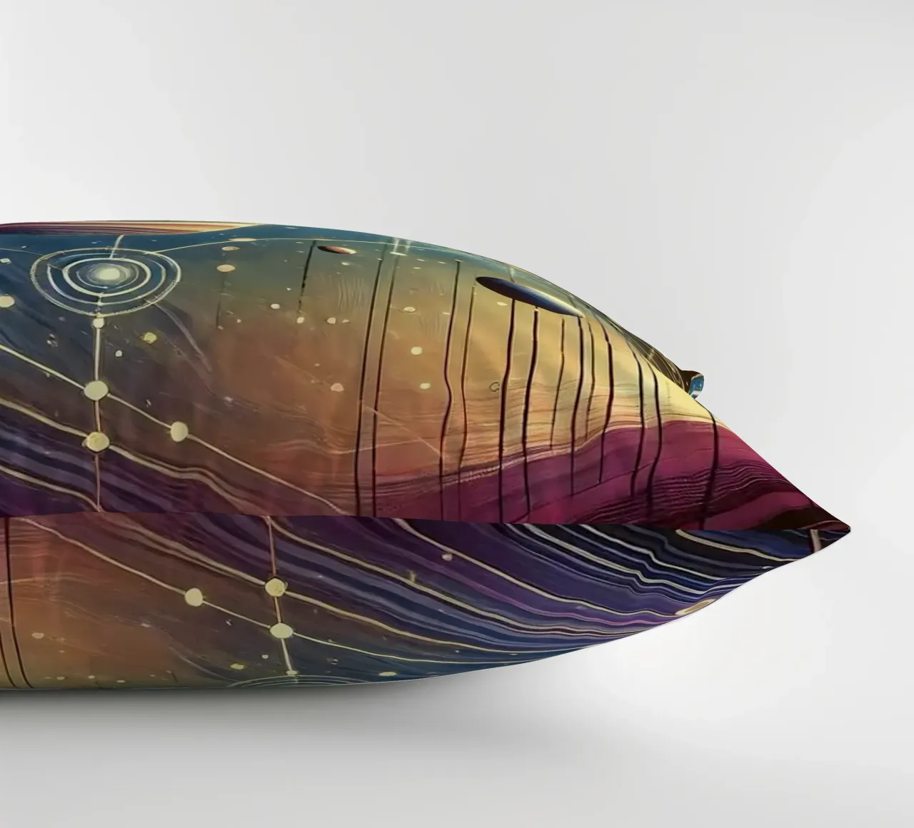 Galactic Harmony Scene in Art Deco decorative cushion by Chromatic Fusion Studio