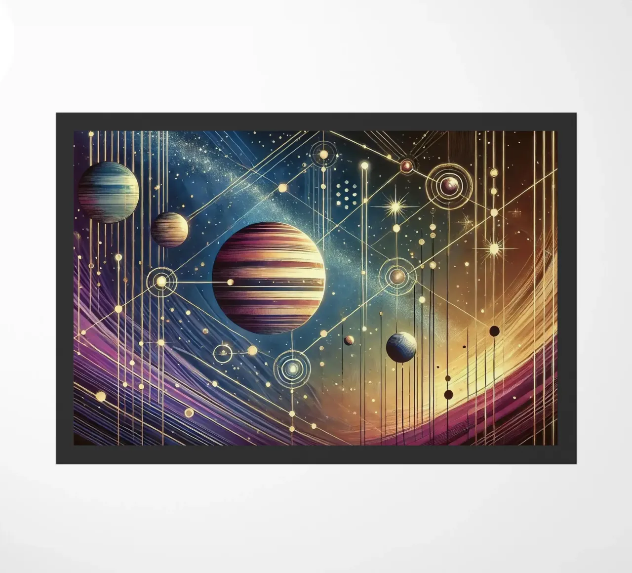 Galactic Harmony Scene in Art Deco doormat by Chromatic Fusion Studio