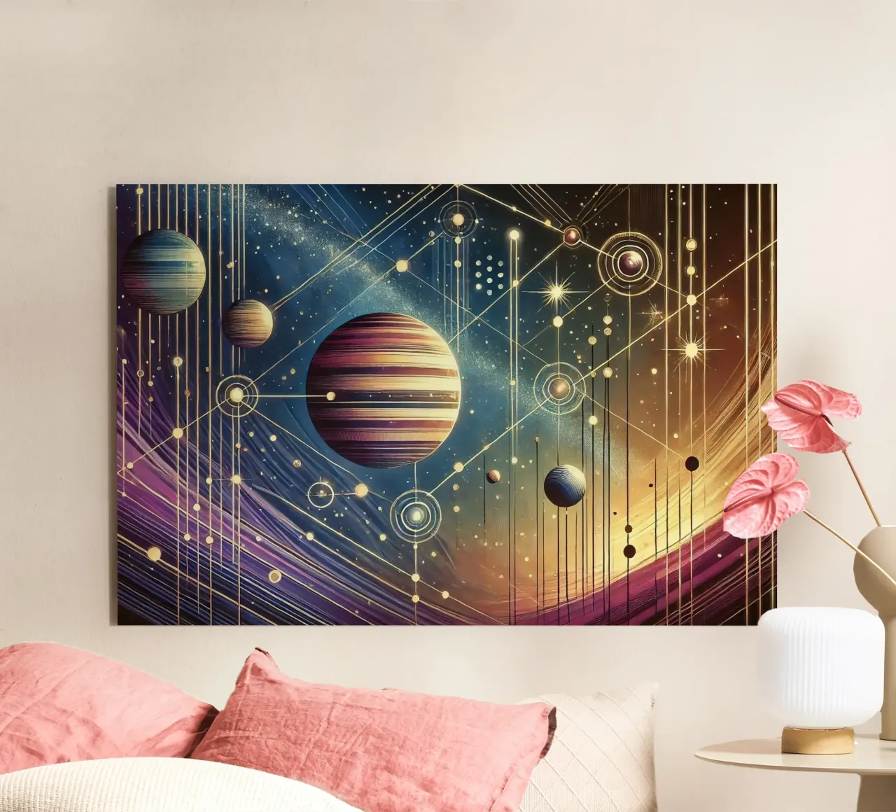 Galactic Harmony Scene in Art Deco alu-dibond by Chromatic Fusion Studio