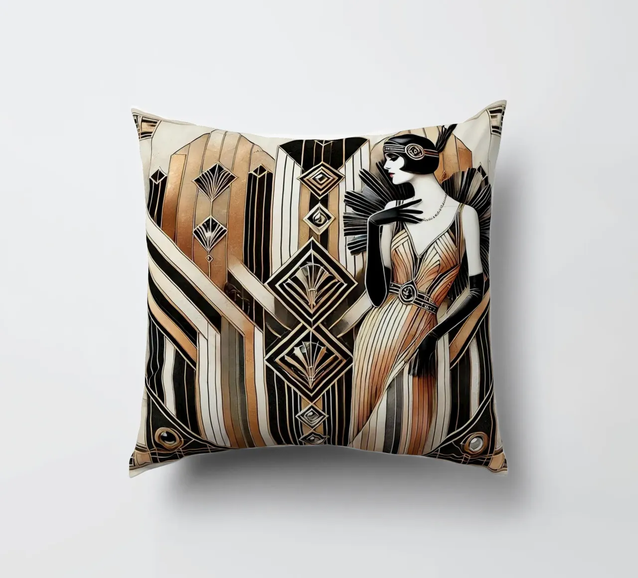 Scena glamour Gatsby in Art Deco cuscino da Chromatic Fusion Studio