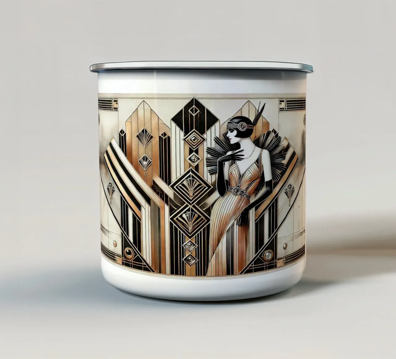 Scena glamour Gatsby in Art Deco tazza in smalto da Chromatic Fusion Studio
