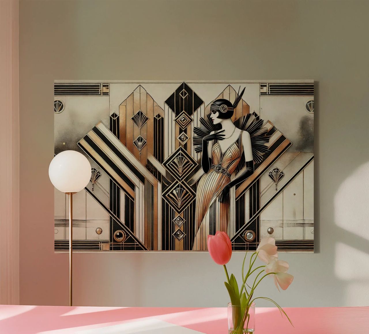Gatsby Glamour Scene in Art Deco canvas by Chromatic Fusion Studio