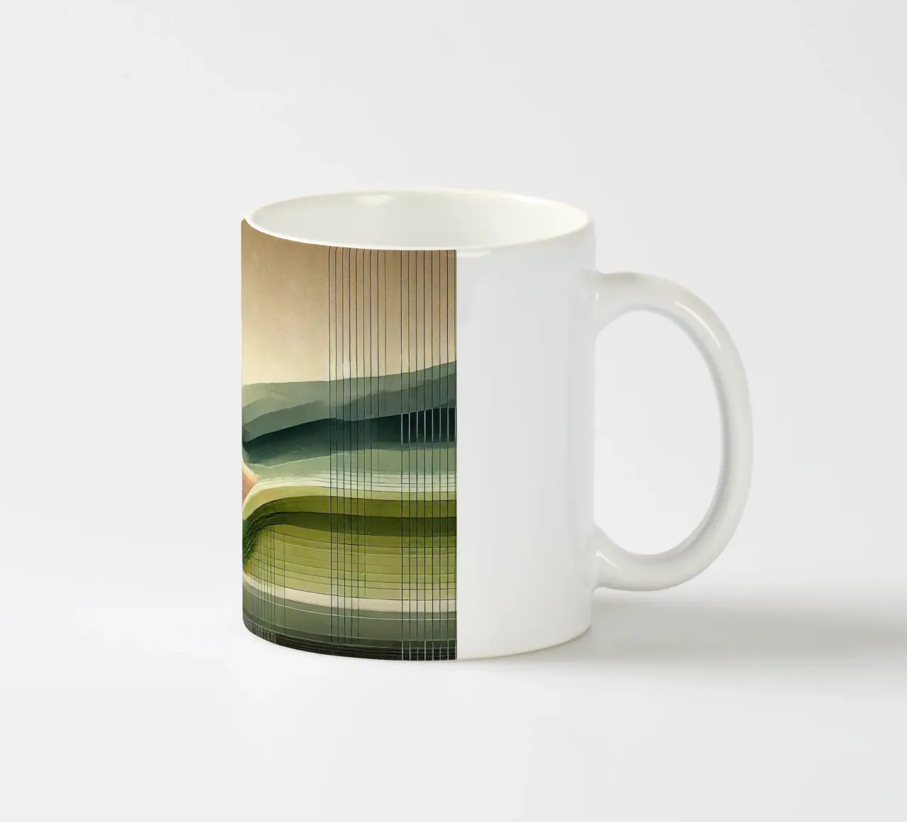Paesaggio geometrico in Art Déco tazza in ceramica da Chromatic Fusion Studio