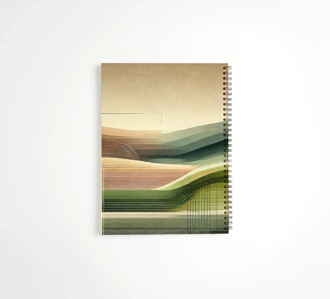 Geometric Landscape in Art Deco spiral notebook by Chromatic Fusion Studio