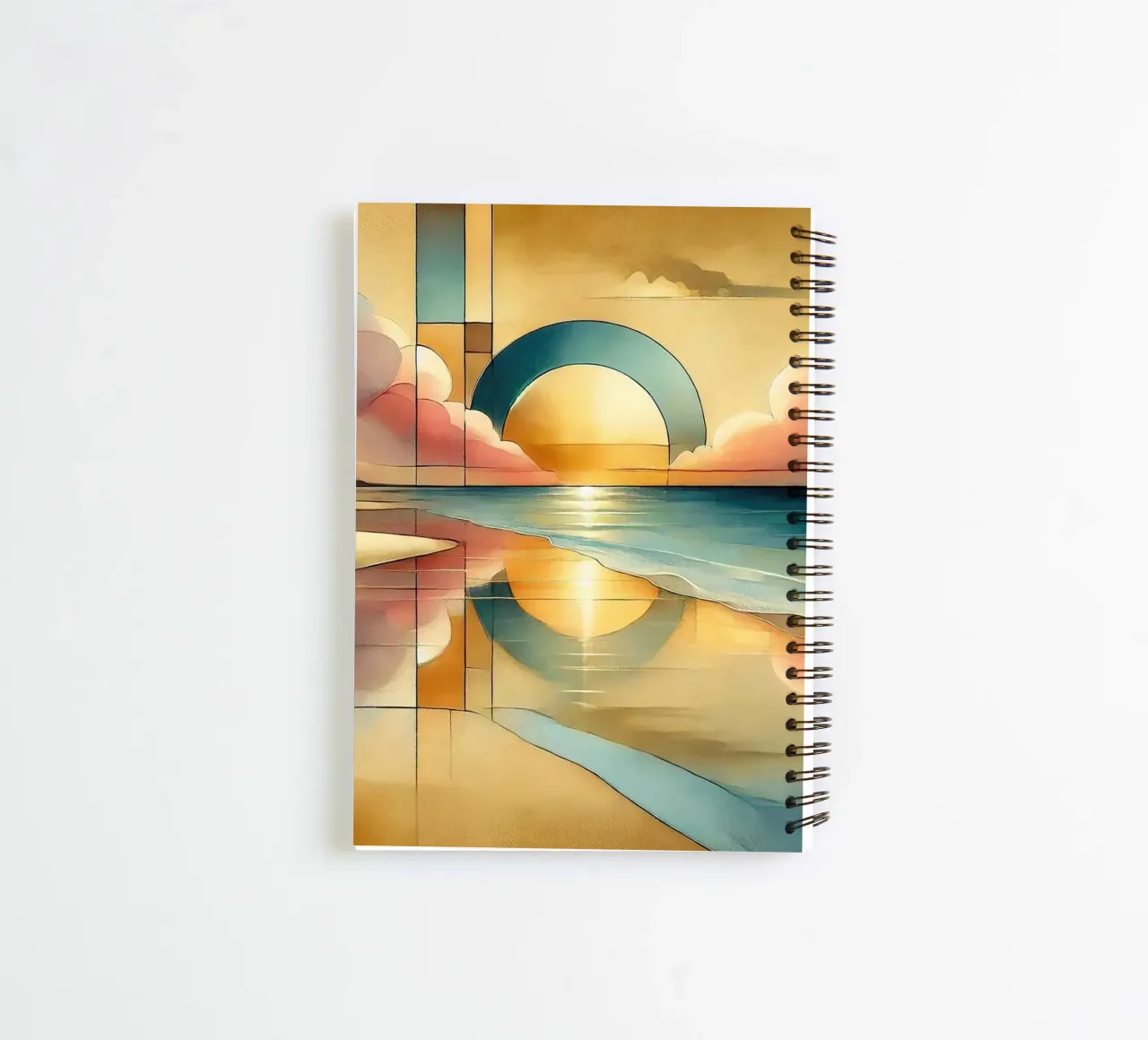 Golden Sunset Vista in Art Deco spiral notebook by Chromatic Fusion Studio
