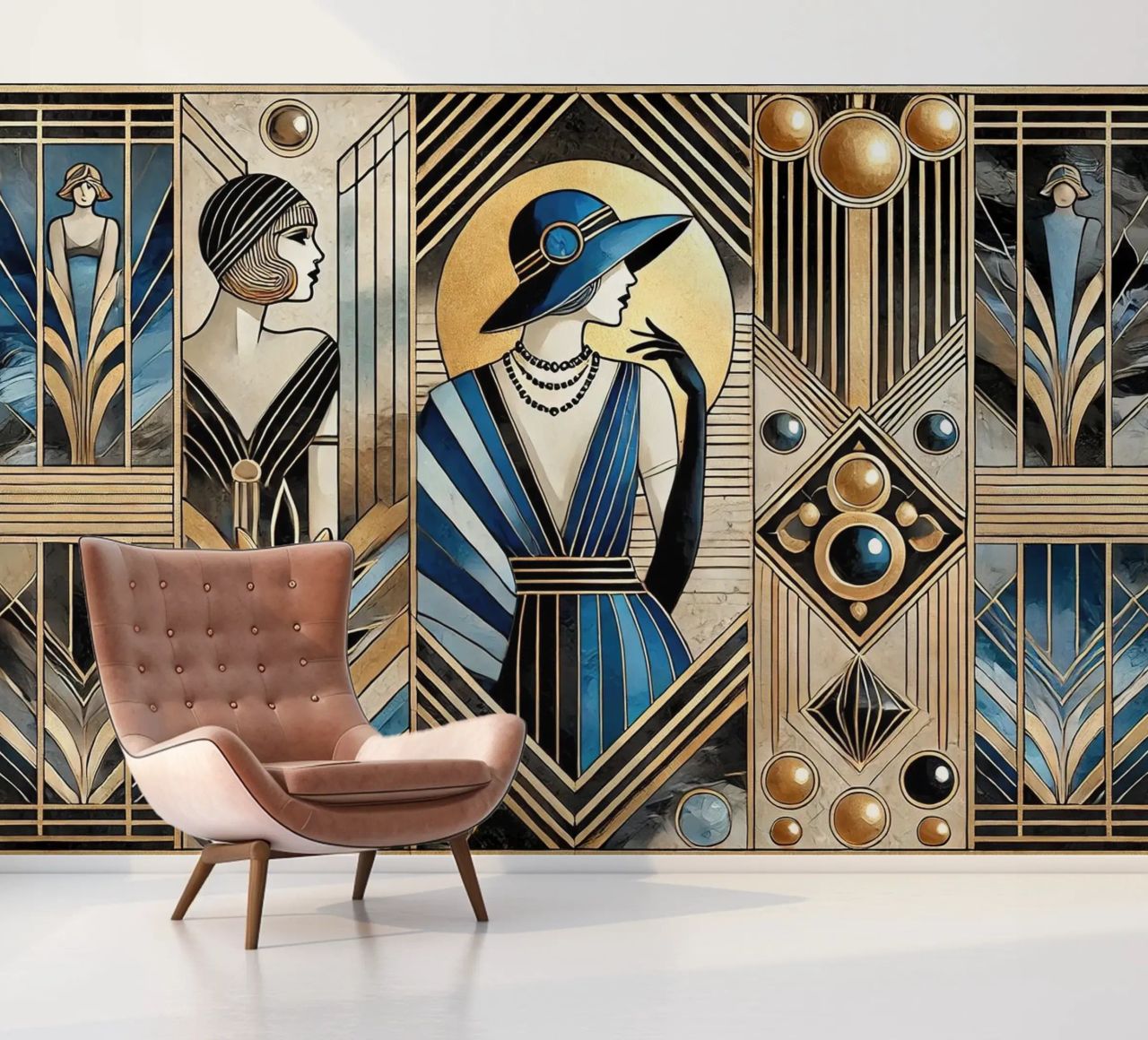 Sofisticación de la Era del Jazz en Art Déco papel para pared de Chromatic Fusion Studio