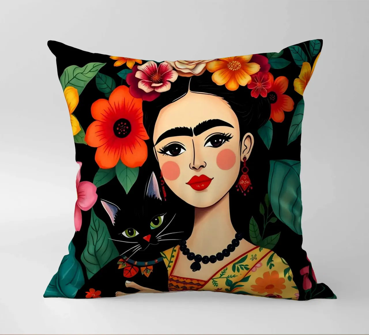 FRIDA KAHLO E IL GATTO cuscino da COLLEEN CRAFTS