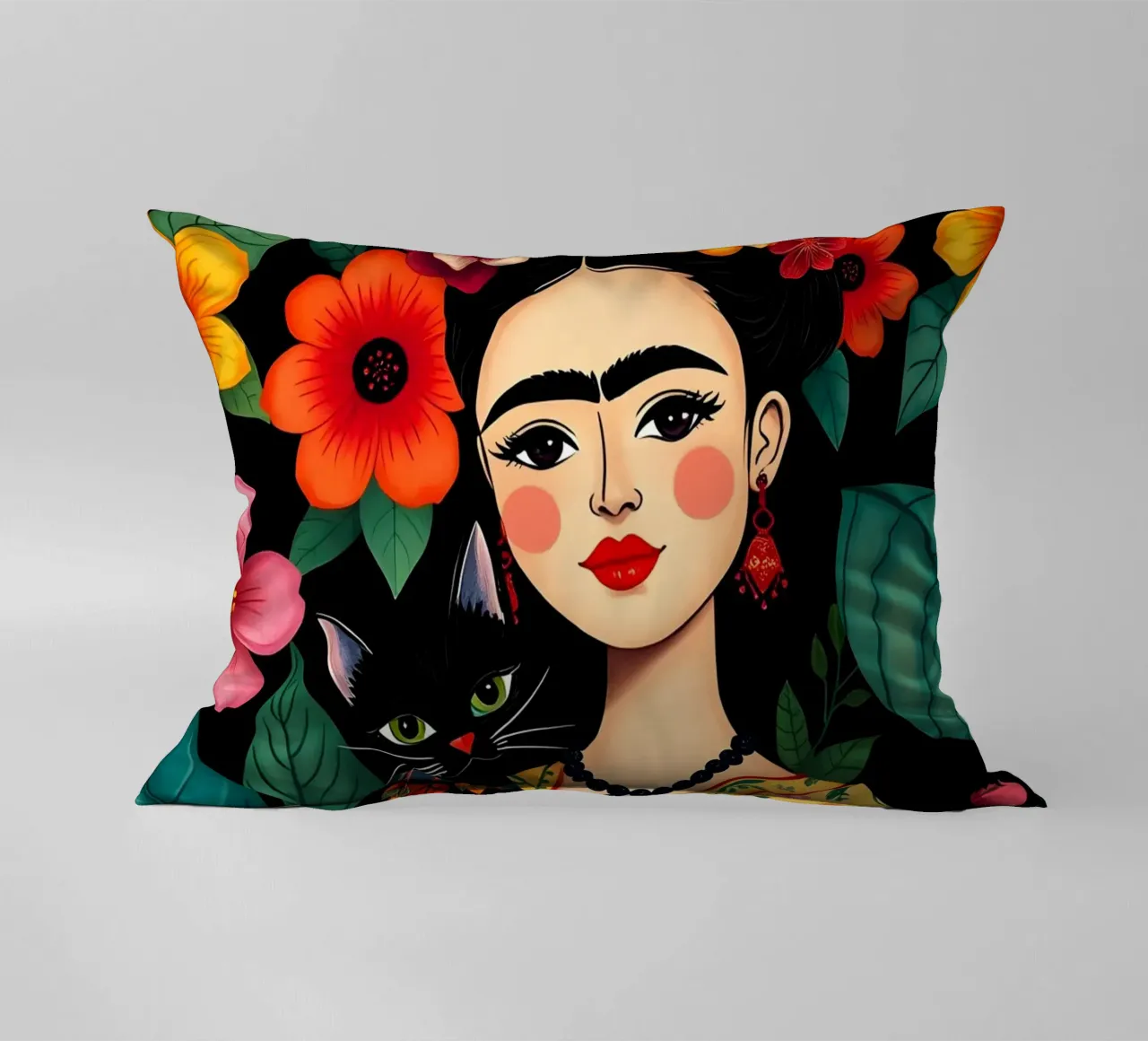 FRIDA KAHLO E IL GATTO cuscino da COLLEEN CRAFTS