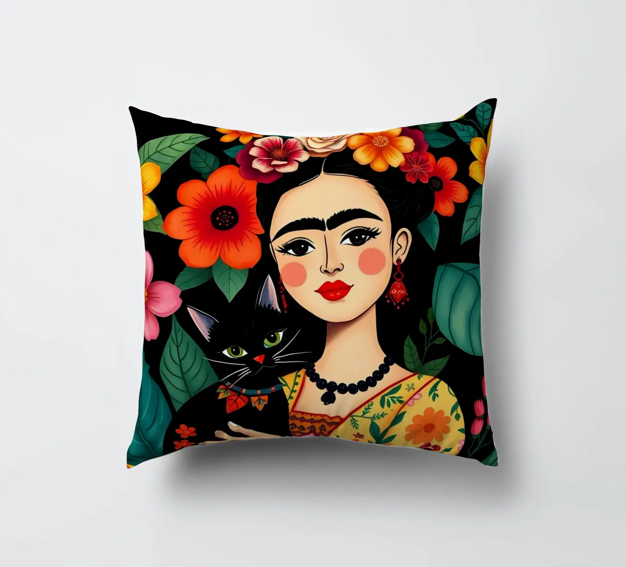 FRIDA KAHLO E IL GATTO cuscino da COLLEEN CRAFTS
