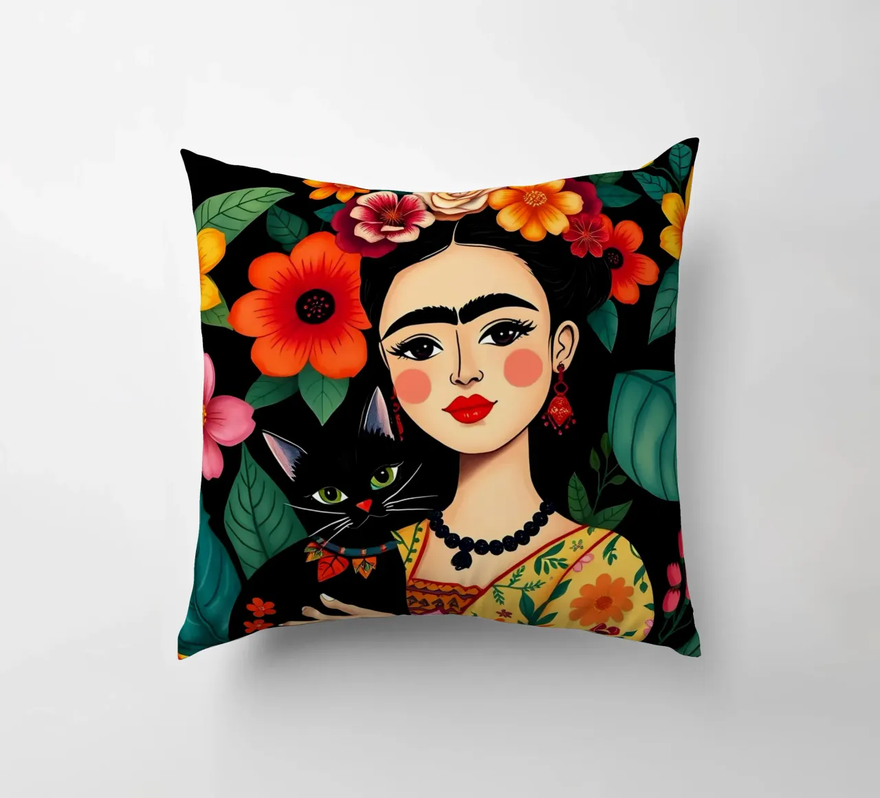 FRIDA KAHLO E IL GATTO cuscino da COLLEEN CRAFTS