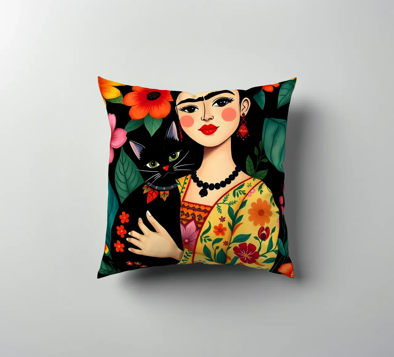 FRIDA KAHLO E IL GATTO cuscino da COLLEEN CRAFTS