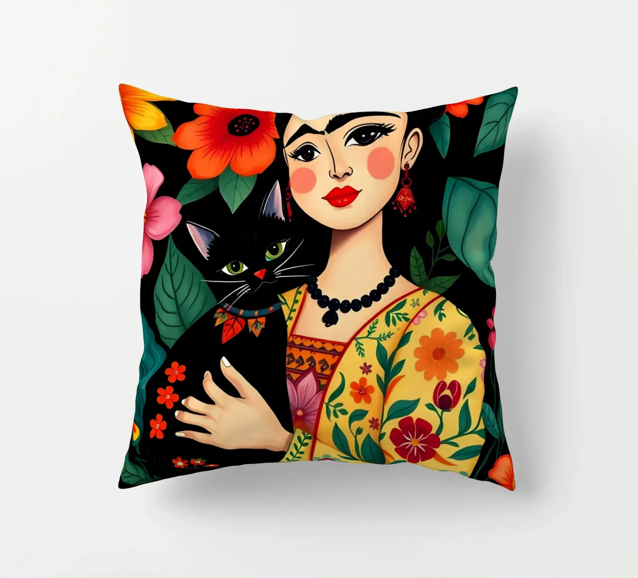 FRIDA KAHLO E IL GATTO cuscino da COLLEEN CRAFTS