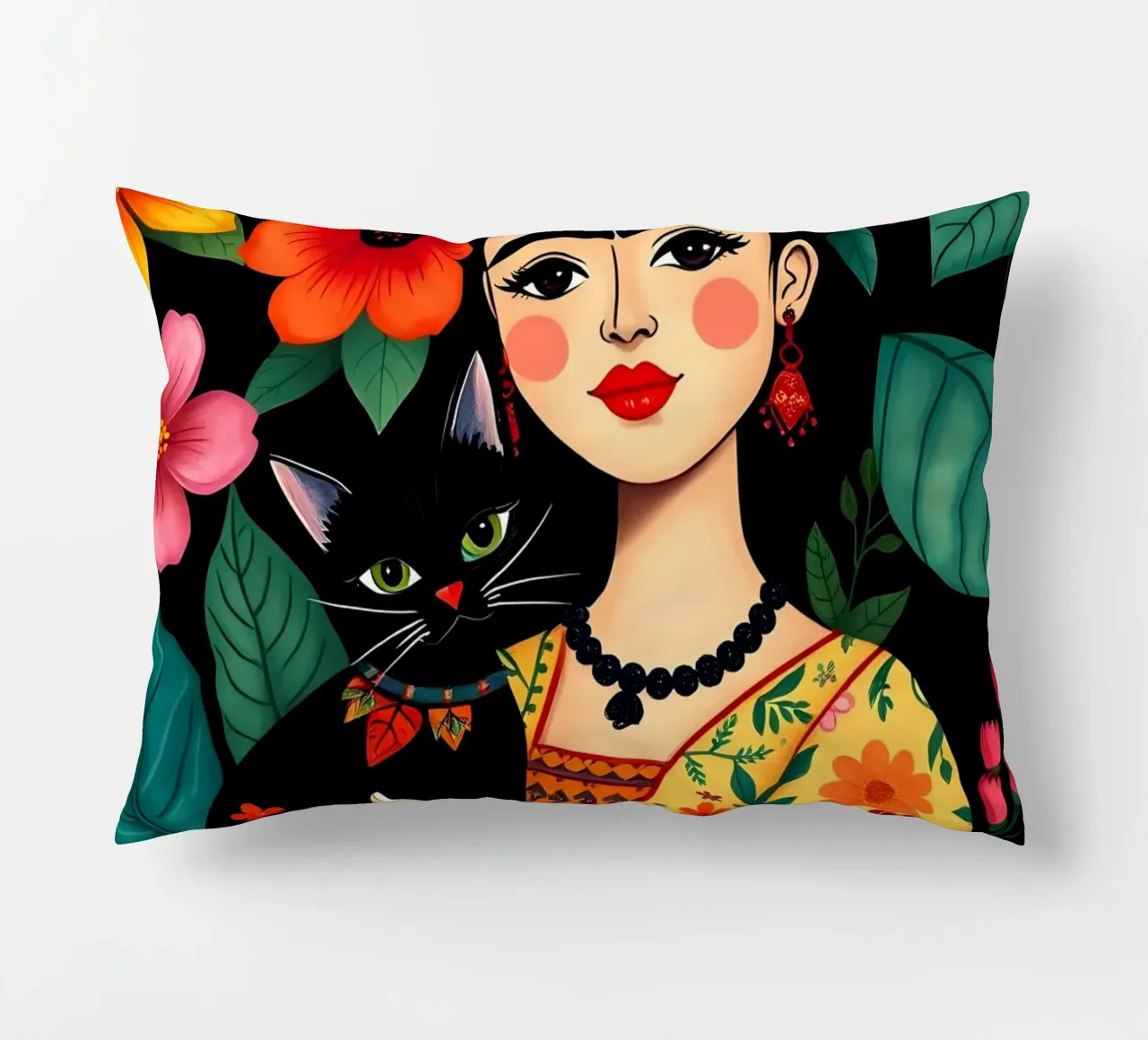FRIDA KAHLO E IL GATTO cuscino da COLLEEN CRAFTS
