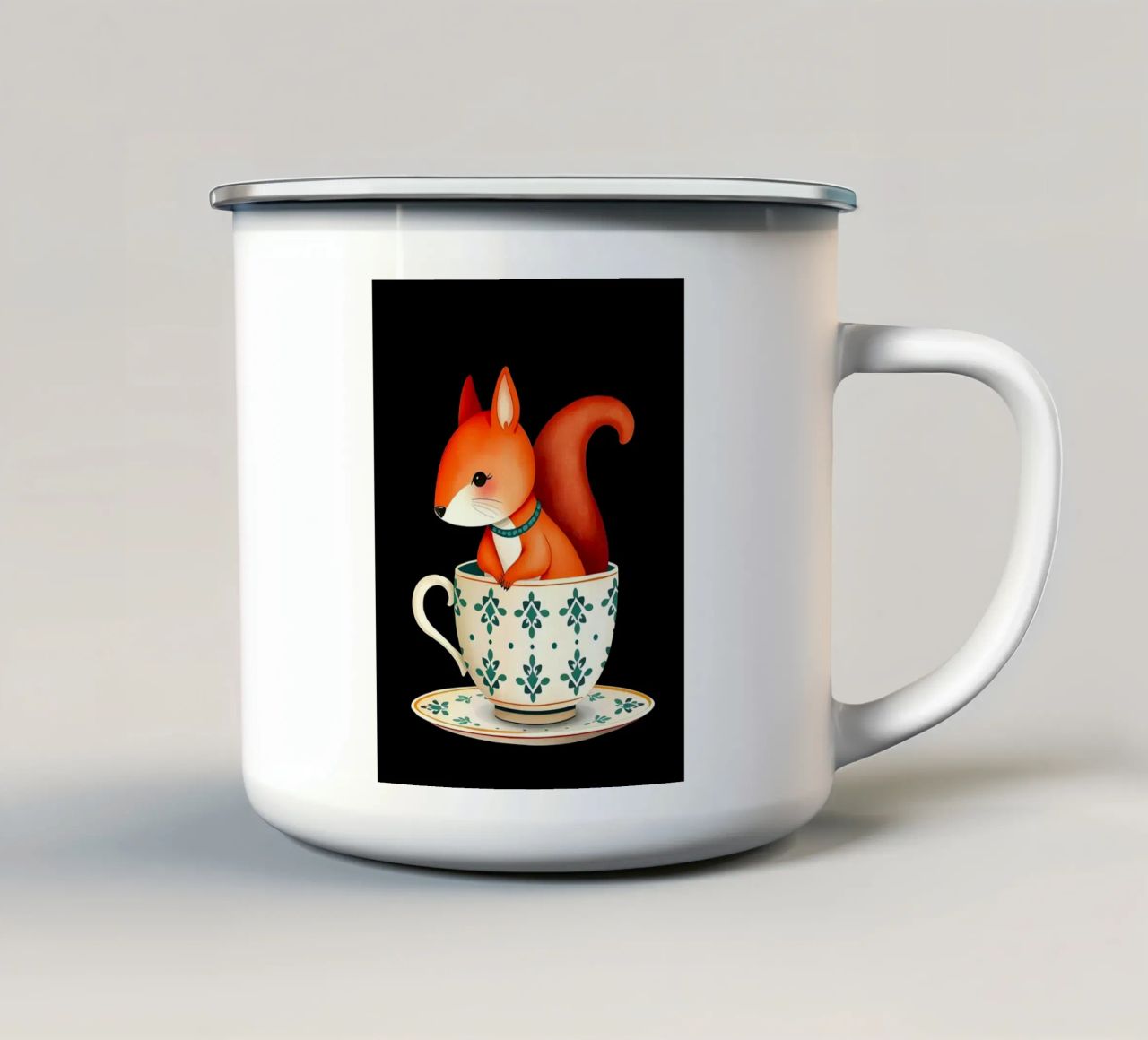 Scoiattolo in tazza da tè tazza in smalto da COLLEEN CRAFTS