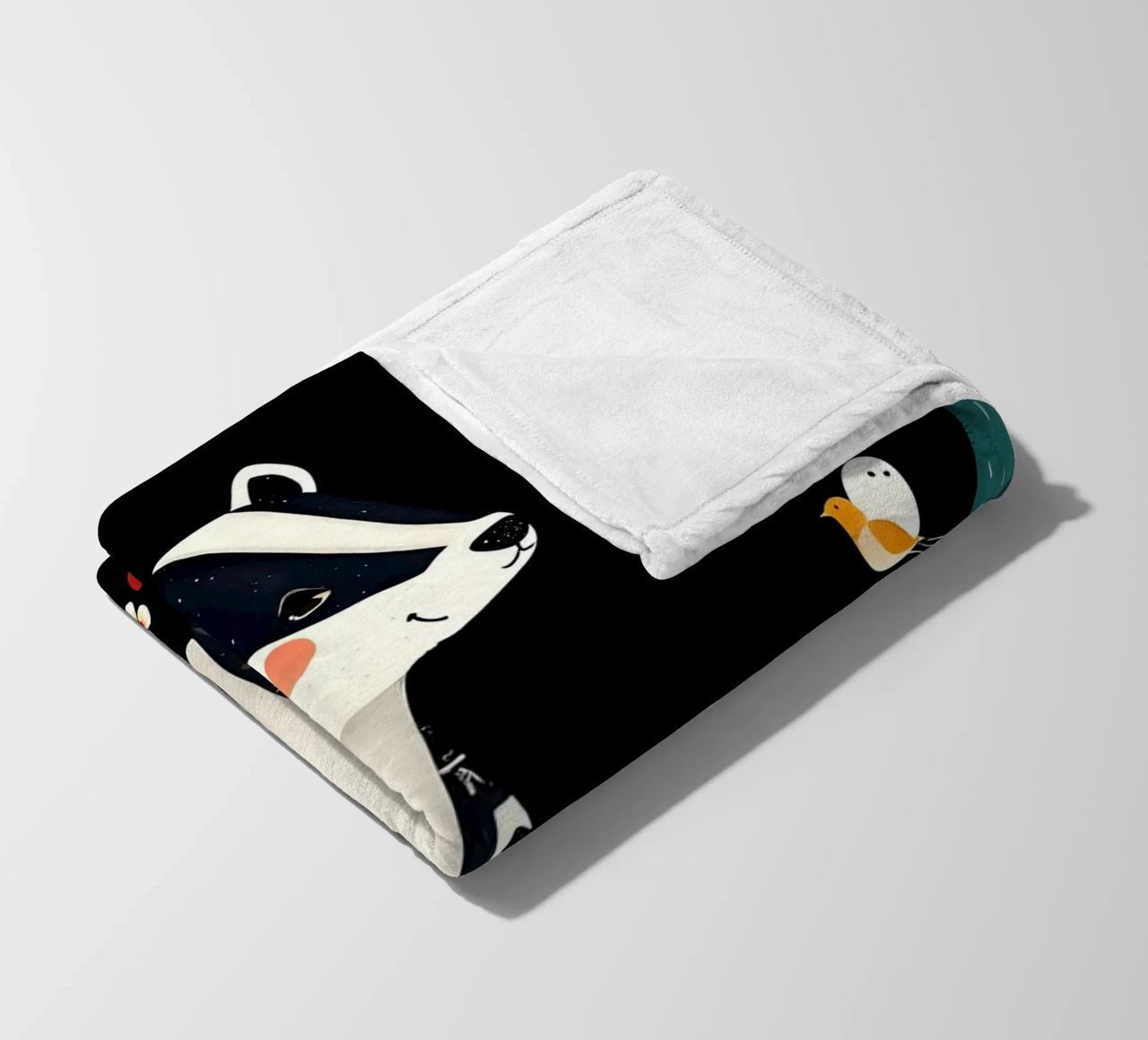 TASSO E UCCELLI IN UN BOSCO coperta in pile da COLLEEN CRAFTS