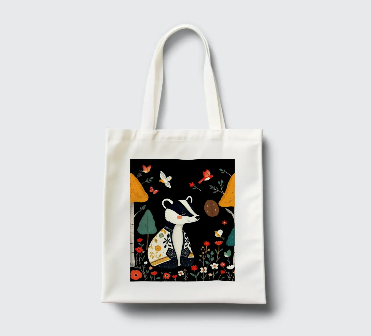 TASSO E UCCELLI IN UN BOSCO borsa in juta da COLLEEN CRAFTS