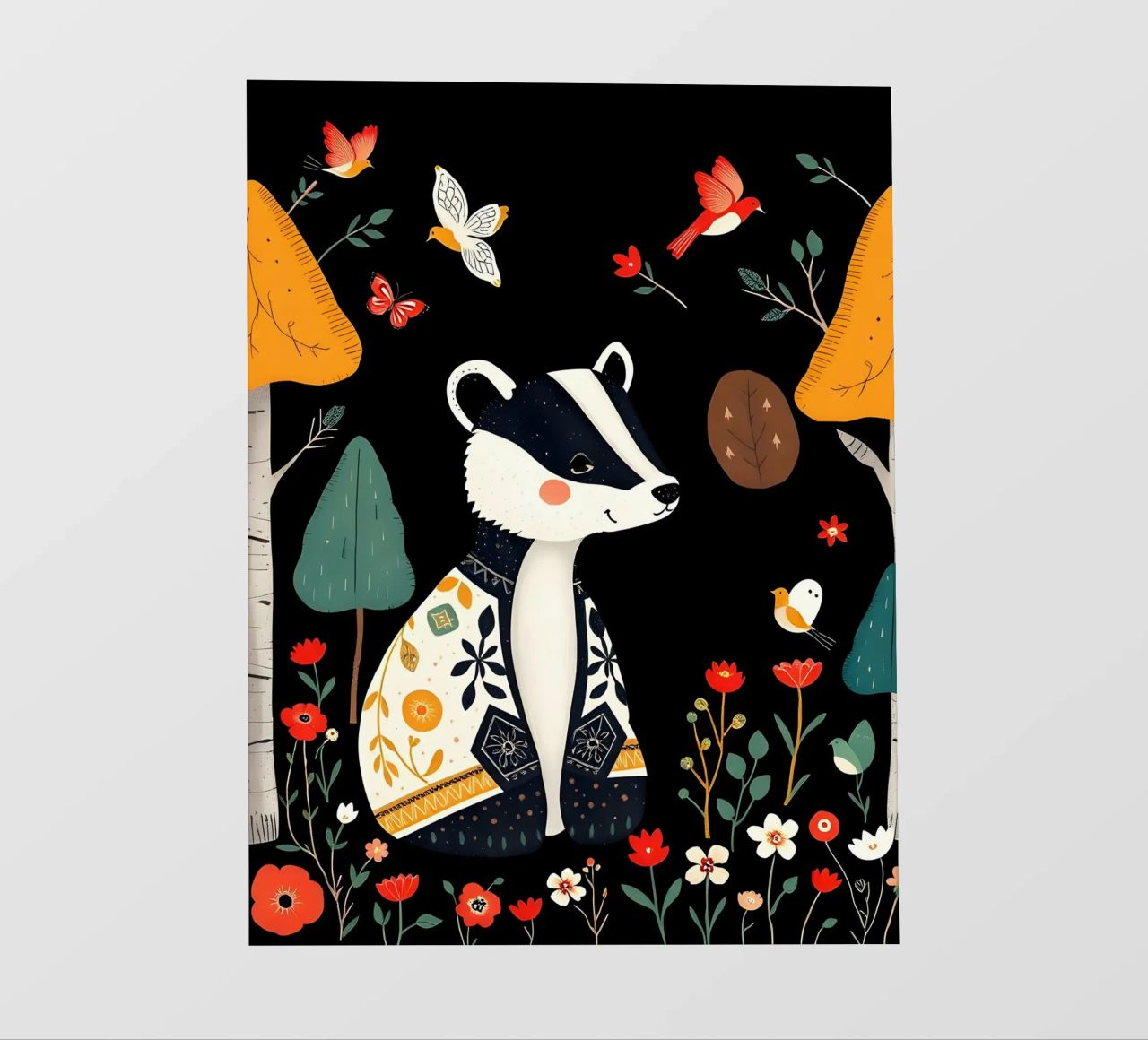 TASSO E UCCELLI IN UN BOSCO telo in pvc da COLLEEN CRAFTS