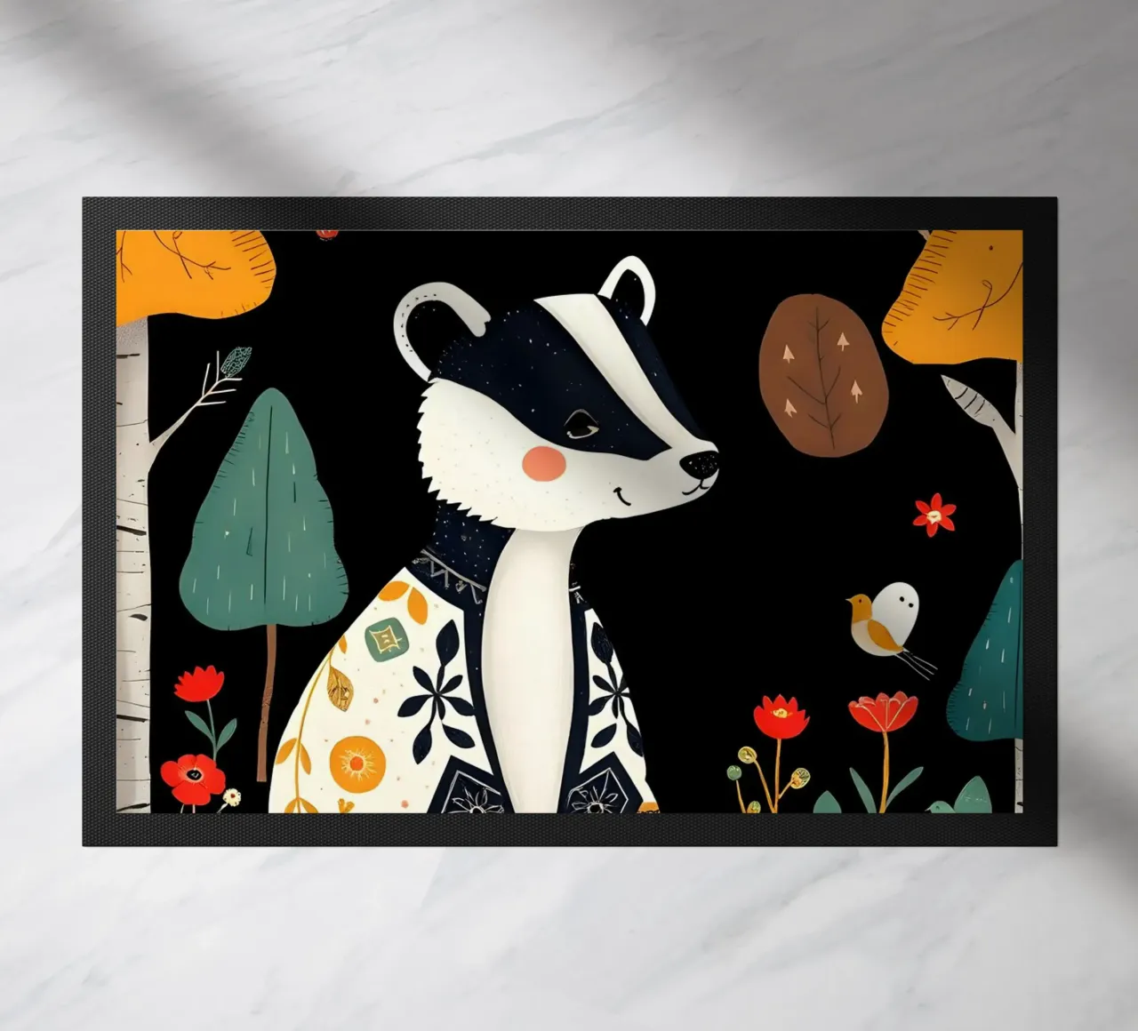 TASSO E UCCELLI IN UN BOSCO zerbino da COLLEEN CRAFTS