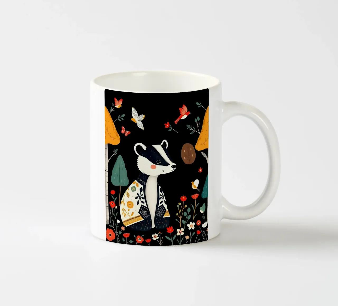 DACHS UND VÖGEL IM WALD Keramik Tasse von COLLEEN CRAFTS
