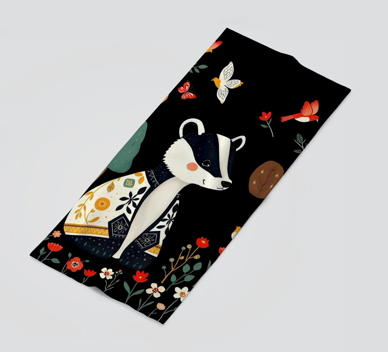 TASSO E UCCELLI IN UN BOSCO telo mare da COLLEEN CRAFTS