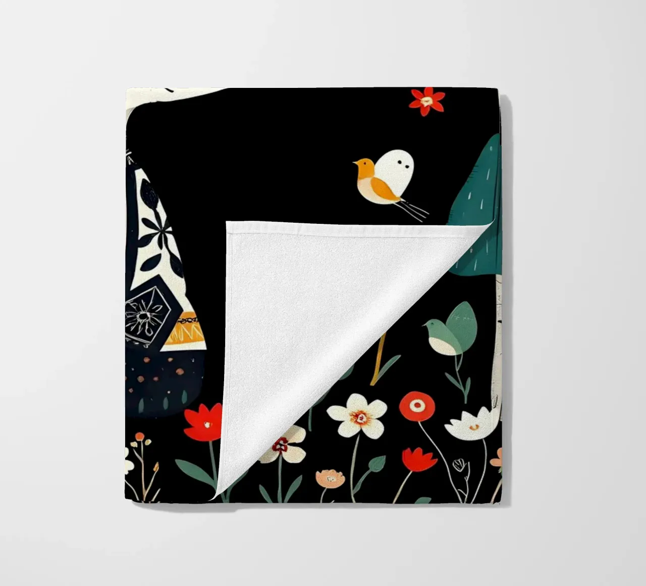 TASSO E UCCELLI IN UN BOSCO telo mare da COLLEEN CRAFTS