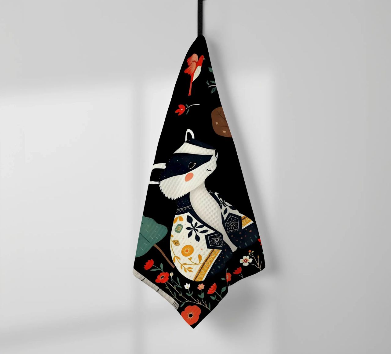 TASSO E UCCELLI IN UN BOSCO canovaccio da cucina da COLLEEN CRAFTS