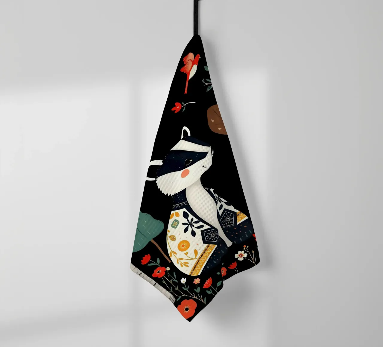 TASSO E UCCELLI IN UN BOSCO canovaccio da cucina da COLLEEN CRAFTS