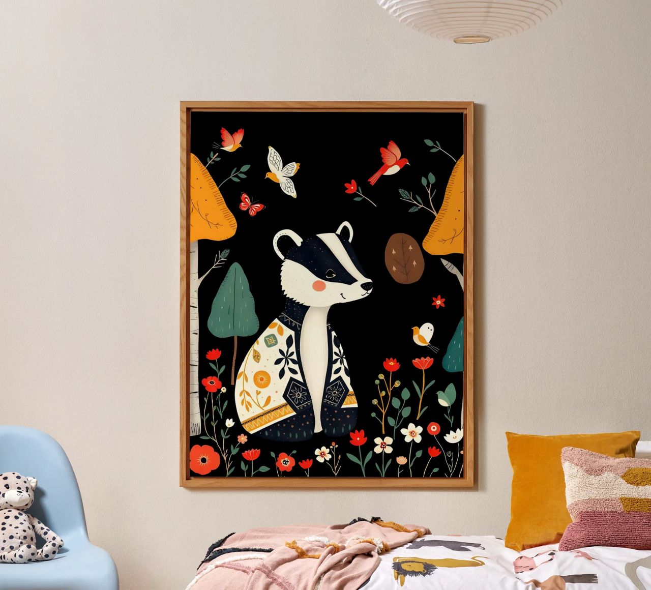 TASSO E UCCELLI IN UN BOSCO alluminio dibond da COLLEEN CRAFTS