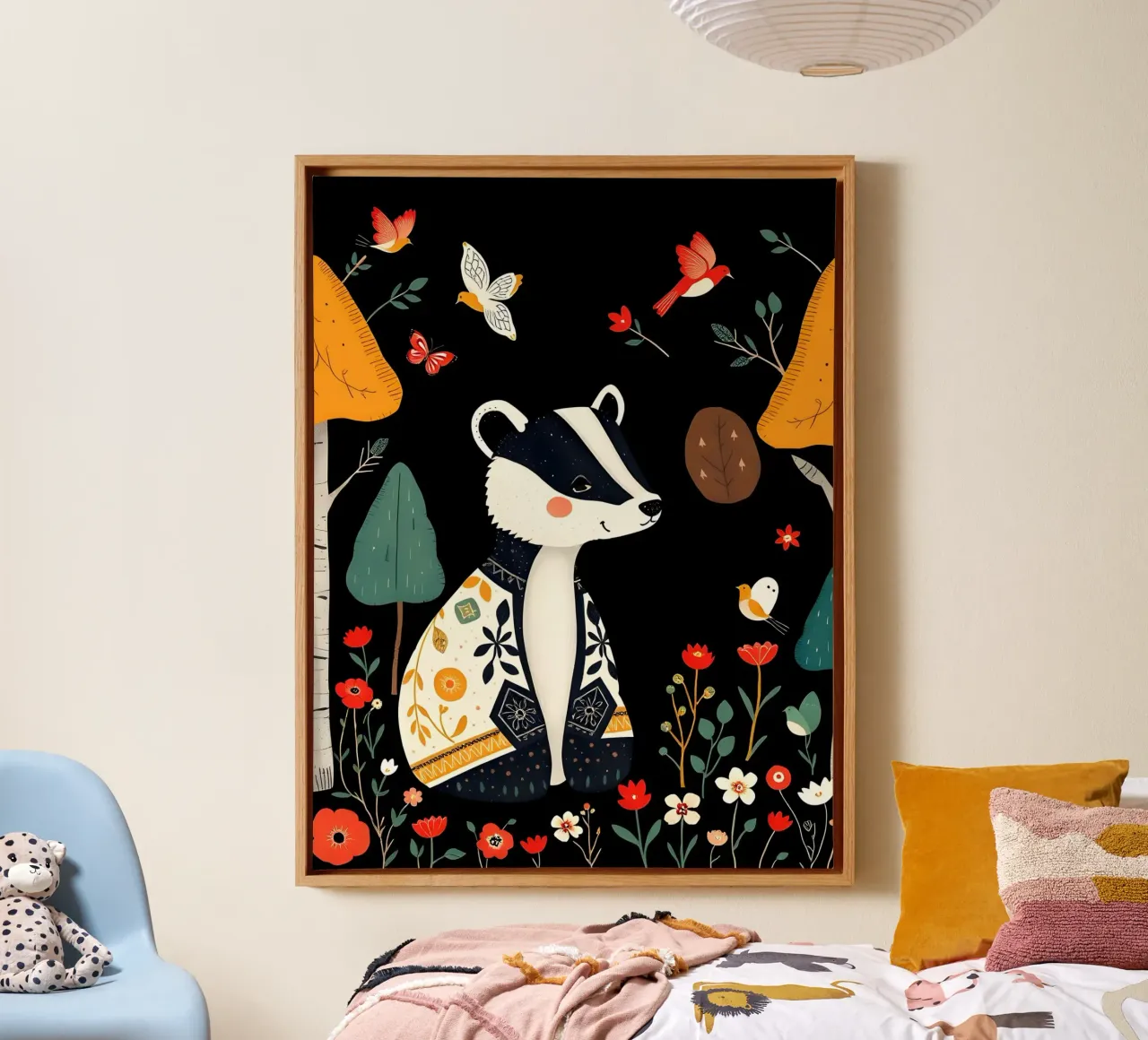 TASSO E UCCELLI IN UN BOSCO tela da COLLEEN CRAFTS