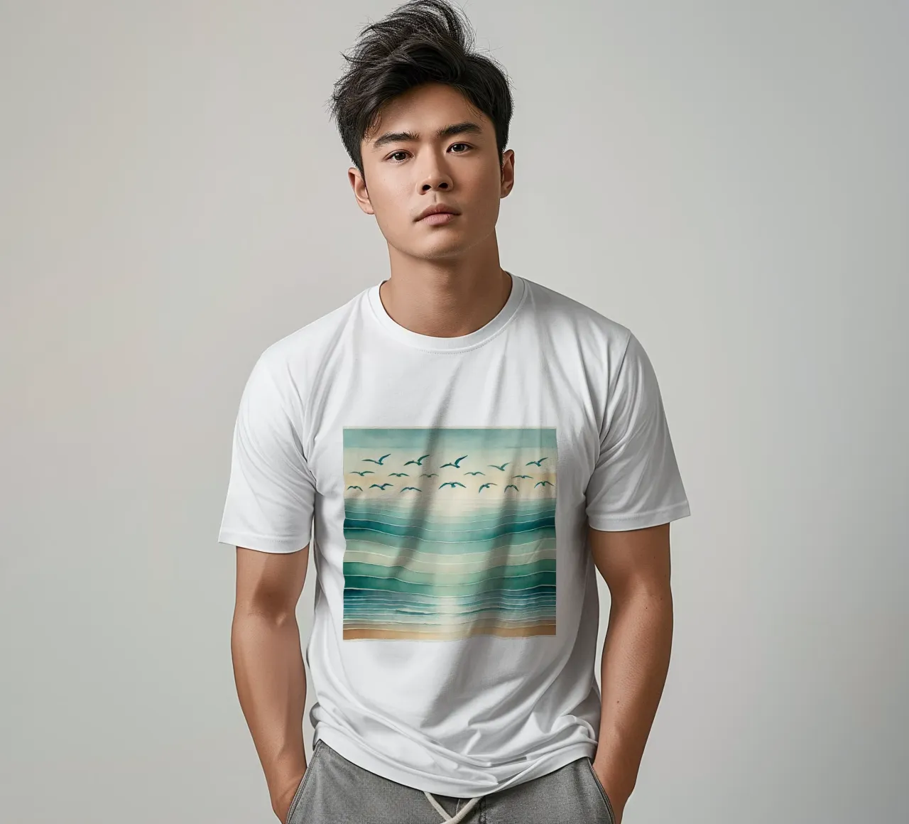 Volo Ocean Breeze in Art Deco t-shirt da Chromatic Fusion Studio