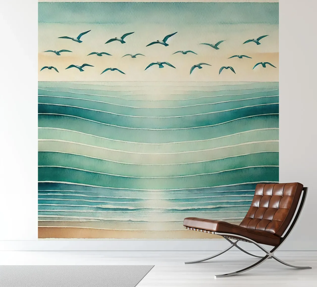 Ocean Breeze Flight in Art Deco photo wallpaper by Chromatic Fusion Studio